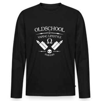 Oldschool vaping lifestyle - steamer Vape Design - Men's Premium Organic Long Sleeve Shirt - black - Front - Nico (187cm)