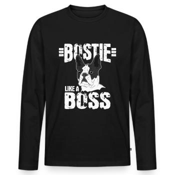 Boston Terrier dog dog lover gift - Men's Premium Organic Long Sleeve Shirt - black - Front - Nico (187cm)