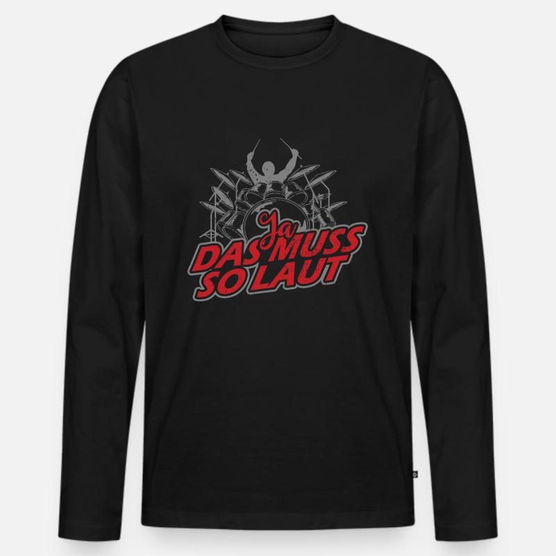 Drummer - Männer Premium Bio Langarmshirt - Schwarz