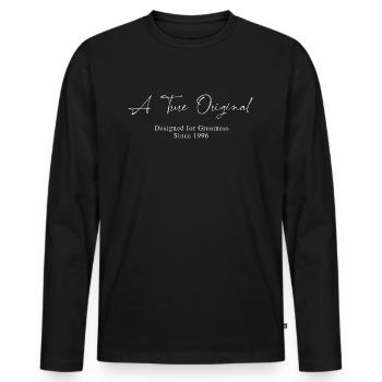 Ein wahres Original seit 1996 Geburtstag Jahrgang - Männer Premium Bio Langarmshirt - Schwarz - Vorne - Nico (187cm)