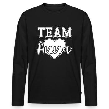 Team Anna prénom - T-shirt manches longues Premium bio Homme - noir - Devant - Nico (187cm)