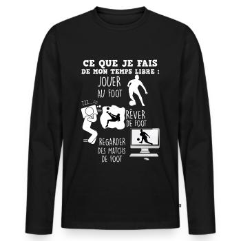 Foot Humour Temps Libre - T-shirt manches longues Premium bio Homme - noir - Devant - Nico (187cm)