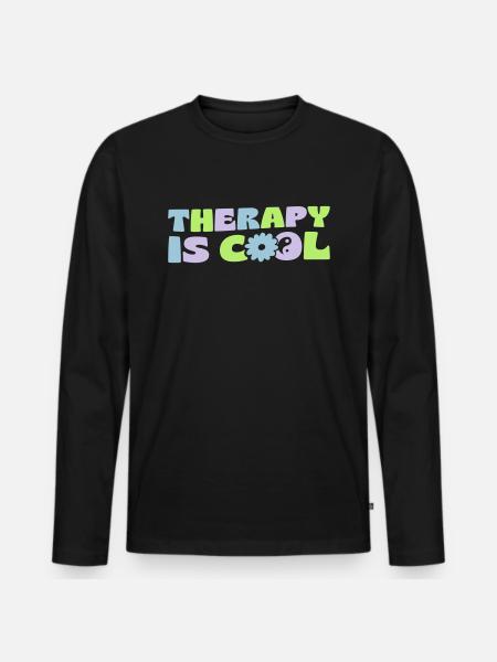 Therapy Is Cool - Men's Premium Organic Long Sleeve Shirt - black
