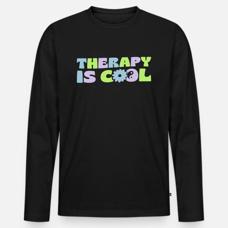 Therapy Is Cool - Männer Premium Bio Langarmshirt - Schwarz