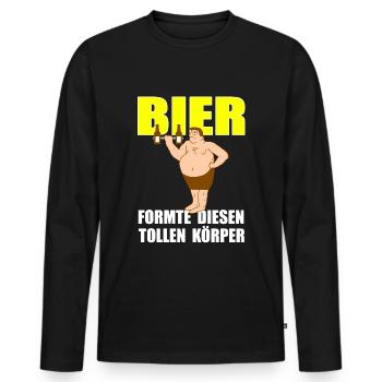 Bier formte diesen tollen Körper - lustiges Bier - Männer Premium Bio Langarmshirt - Schwarz - Vorne - Nico (187cm)