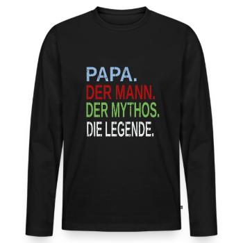 Vatertag - Papa der Mann der Mythos die Legende - Männer Premium Bio Langarmshirt - Schwarz - Vorne - Nico (187cm)