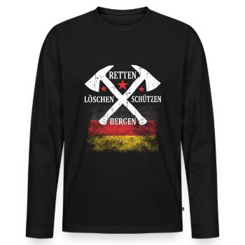 Feuerwehr Löschen Retten Bergen Schützen Geschenk - Männer Premium Bio Langarmshirt - Schwarz - Vorne - Nico (187cm)