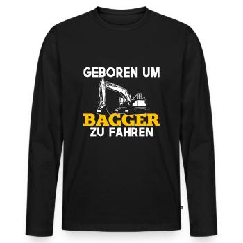 Excavator driver sayings excavator excavator operator construction site - Men's Premium Organic Long Sleeve Shirt - black - Front - Nico (187cm)