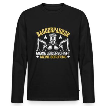 Baggerfahrer Sprüche Bagger Baggerführer Baustelle - Männer Premium Bio Langarmshirt - Schwarz - Vorne - Nico (187cm)