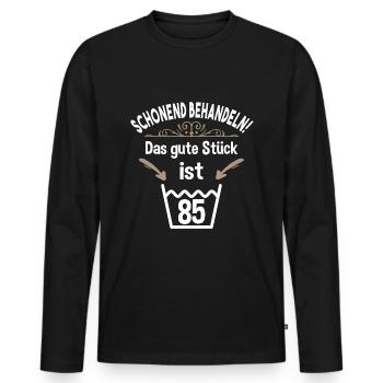 85. Geburtstag 85 Jahre Schonend Behandeln 85 - Männer Premium Bio Langarmshirt - Schwarz - Vorne - Nico (187cm)
