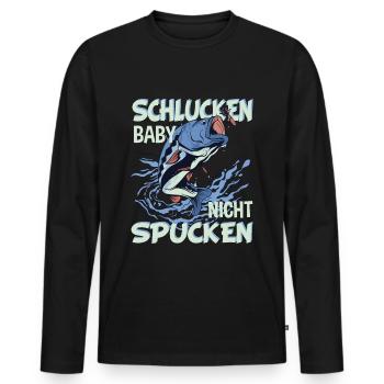 Angler Fischer - Schlucken Baby nicht Spucken - Männer Premium Bio Langarmshirt - Schwarz - Vorne - Nico (187cm)