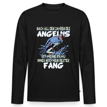 Mein Bester Fang - Angeln Angler Angel Spruch - Männer Premium Bio Langarmshirt - Schwarz - Vorne - Nico (187cm)