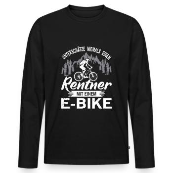 Fahrrad Rentner Rad Fahrrad E-bike Spruch Geschenk - Männer Premium Bio Langarmshirt - Schwarz - Vorne - Nico (187cm)