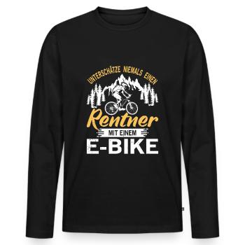 Fahrrad Rentner Rad Fahrrad E-bike Spruch Geschenk - Männer Premium Bio Langarmshirt - Schwarz - Vorne - Nico (187cm)