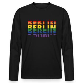 LGBTQ Berlin ist bunt Geschenkidee - Männer Premium Bio Langarmshirt - Schwarz - Vorne - Nico (187cm)