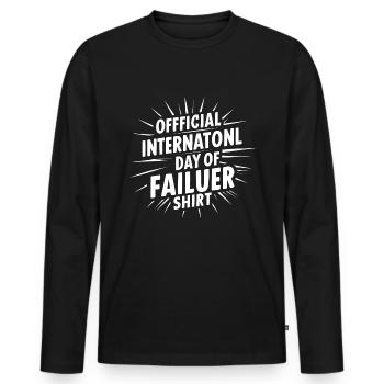 International Day for Failure - Tag des Fehlers - Men's Premium Organic Long Sleeve Shirt - black - Front - Nico (187cm)