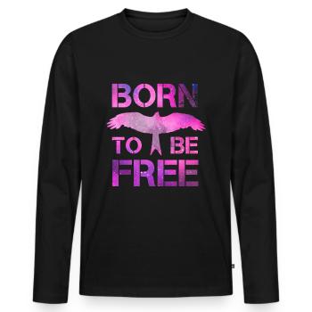 Né pour être libre - T-shirt manches longues Premium bio Homme - noir - Devant - Nico (187cm)