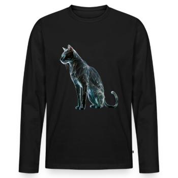 Cat Cat Motif Animals Gift Art Animal Motif - Men's Premium Organic Long Sleeve Shirt - black - Front - Nico (187cm)
