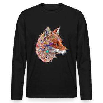 Fuchs Fuchsmotiv Tiere Geschenk Kunst Tiermotiv - Männer Premium Bio Langarmshirt - Schwarz - Vorne - Nico (187cm)