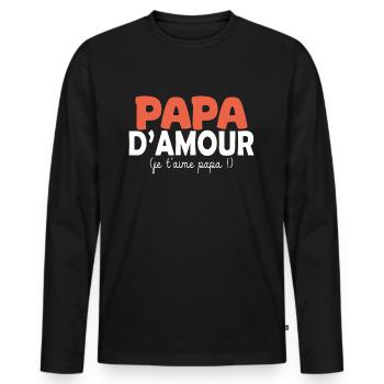 papa d amour je t aime papa - T-shirt manches longues Premium bio Homme - noir - Devant - Nico (187cm)