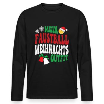 Faustball Weihnachten Outfit Faustballspieler XMAS - Männer Premium Bio Langarmshirt - Schwarz - Vorne - Nico (187cm)
