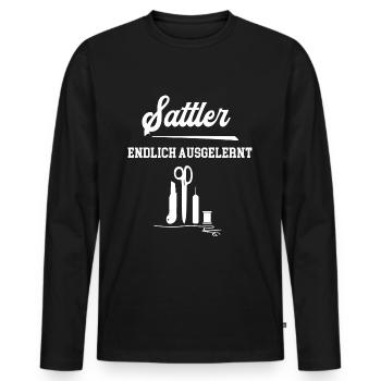 Sattler Endlich Ausgelernt Lehrling Azubi Lehre - Männer Premium Bio Langarmshirt - Schwarz - Vorne - Nico (187cm)