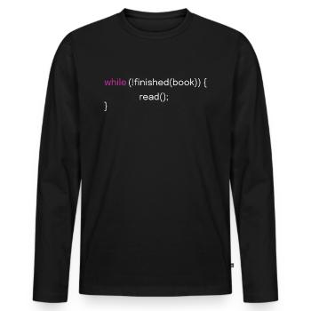Lustiges Lesen- und Coding-Design - Männer Premium Bio Langarmshirt - Schwarz - Vorne - Nico (187cm)