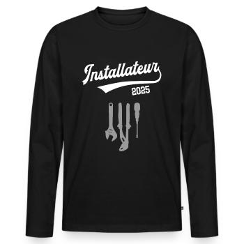 Installateur 2025 Ausbildung Beruf Klempner - Männer Premium Bio Langarmshirt - Schwarz - Vorne - Nico (187cm)