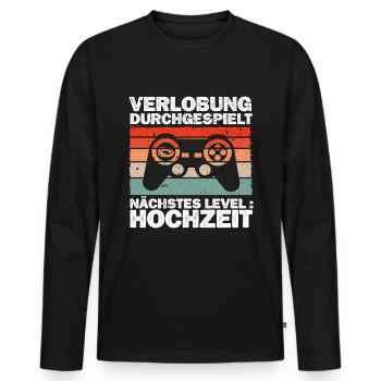 Hochzeit Gaming Junggesellenabschied Spruch - Männer Premium Bio Langarmshirt - Schwarz - Vorne - Nico (187cm)