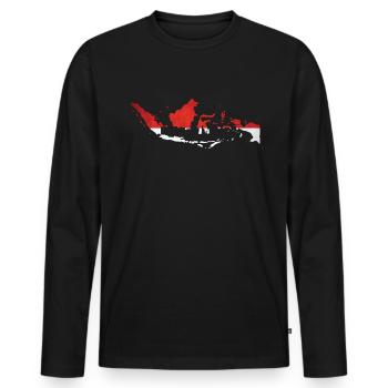 Indonesia - National border in national flag - Men's Premium Organic Long Sleeve Shirt - black - Front - Nico (187cm)