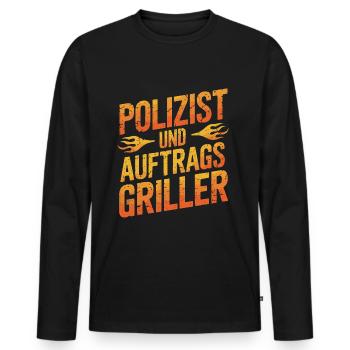 Polizist und Auftragsgriller - Männer Premium Bio Langarmshirt - Schwarz - Vorne - Nico (187cm)