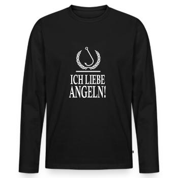Angler - Männer Premium Bio Langarmshirt - Schwarz - Vorne - Nico (187cm)