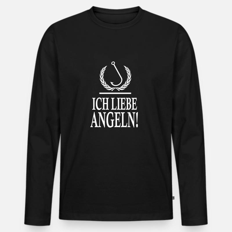 Angler - Männer Premium Bio Langarmshirt - Schwarz