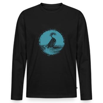 Baleine bleu baleine cachalot baleine à bosse cadeau océan - T-shirt manches longues Premium bio Homme - noir - Devant - Nico (187cm)