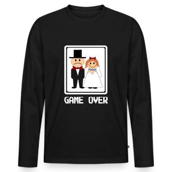 Game Over - Drôle Bachelorette Party Gift - T-shirt manches longues Premium bio Homme - noir - Devant - Nico (187cm)
