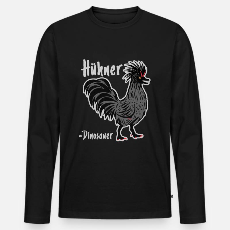 Hühner sind Dinosauer - Männer Premium Bio Langarmshirt - Schwarz