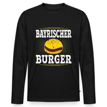 Bayrischer Burger Leberkäse Semmel Leberkas - Männer Premium Bio Langarmshirt - Schwarz - Vorne - Nico (187cm)