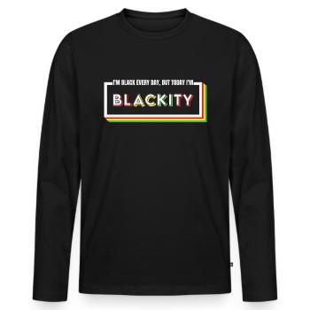 I’m Blackity Black African American Juneteenth - T-shirt manches longues Premium bio Homme - noir - Devant - Nico (187cm)