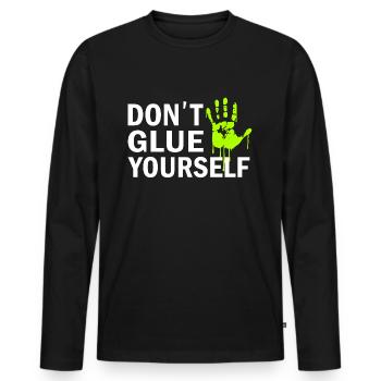 Anti Climate Glue Green Climate Activist Demo - Men's Premium Organic Long Sleeve Shirt - black - Front - Nico (187cm)