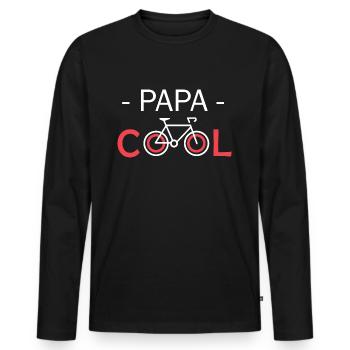 Vélo papa cool père et fils cycliste vélo - T-shirt manches longues Premium bio Homme - noir - Devant - Nico (187cm)