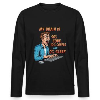 0% Schlaf: Code & Kaffee Power! - Männer Premium Bio Langarmshirt - Schwarz - Vorne - Nico (187cm)