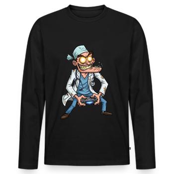 Mad Doctor Gamer | Gambles day & night - Men's Premium Organic Long Sleeve Shirt - black - Front - Nico (187cm)