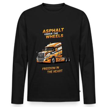 Truck driver heart & asphalt. Your trucker design - Men's Premium Organic Long Sleeve Shirt - black - Front - Nico (187cm)