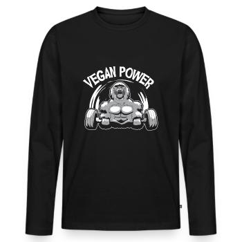 Puissance végétalienne - T-shirt manches longues Premium bio Homme - noir - Devant - Nico (187cm)