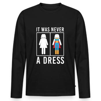 It Was Never A Dress Toilette Kleid WC Schild - Men's Premium Organic Long Sleeve Shirt - black - Front - Nico (187cm)
