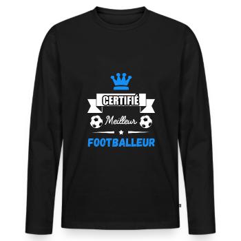 certifié meilleur footballeur - T-shirt manches longues Premium bio Homme - noir - Devant - Nico (187cm)