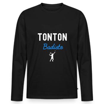 tonton BADMINTON - T-shirt manches longues Premium bio Homme - noir - Devant - Nico (187cm)