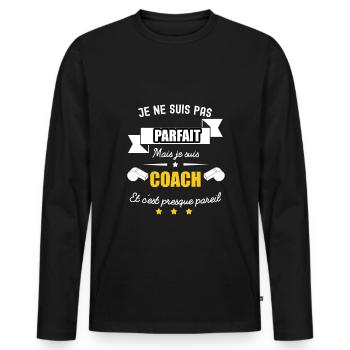 pas parfait mais COACH - T-shirt manches longues Premium bio Homme - noir - Devant - Nico (187cm)