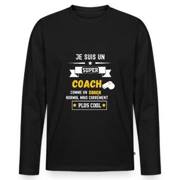 super COACH comme COACH normal - T-shirt manches longues Premium bio Homme - noir - Devant - Nico (187cm)