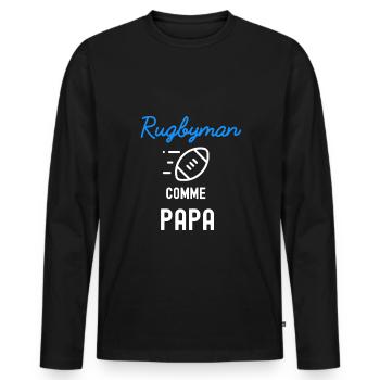 RUGBYMAN comme papa - T-shirt manches longues Premium bio Homme - noir - Devant - Nico (187cm)